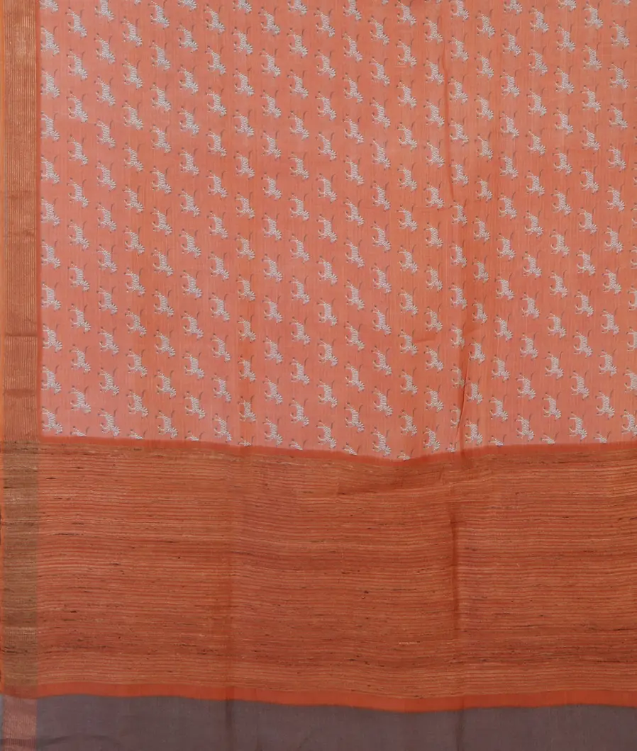 Peach Soft Printed Cotton Saree T4534614