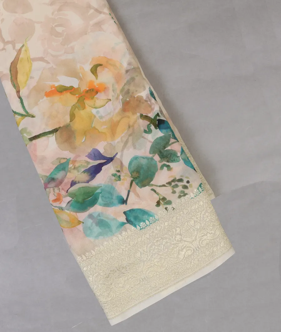 Cream Georgette Silk Saree T363329-image