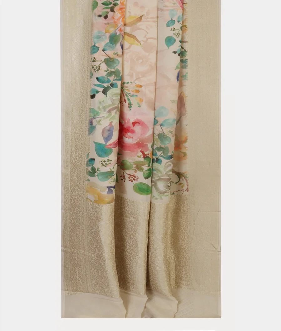 Cream Georgette Silk Saree T3633292