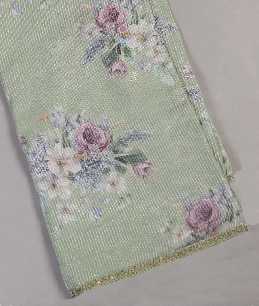 Green Georgette Silk Embroidery Saree T451714-image