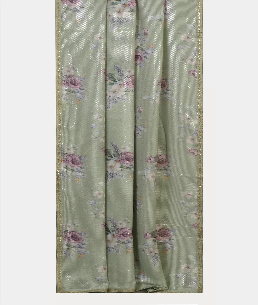 Green Georgette Silk Embroidery Saree T4517142