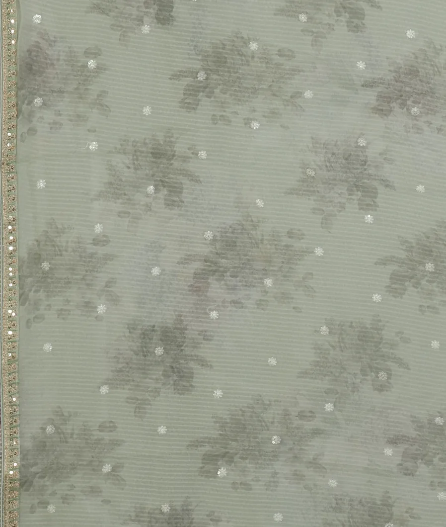 Green Georgette Silk Embroidery Saree T4517143