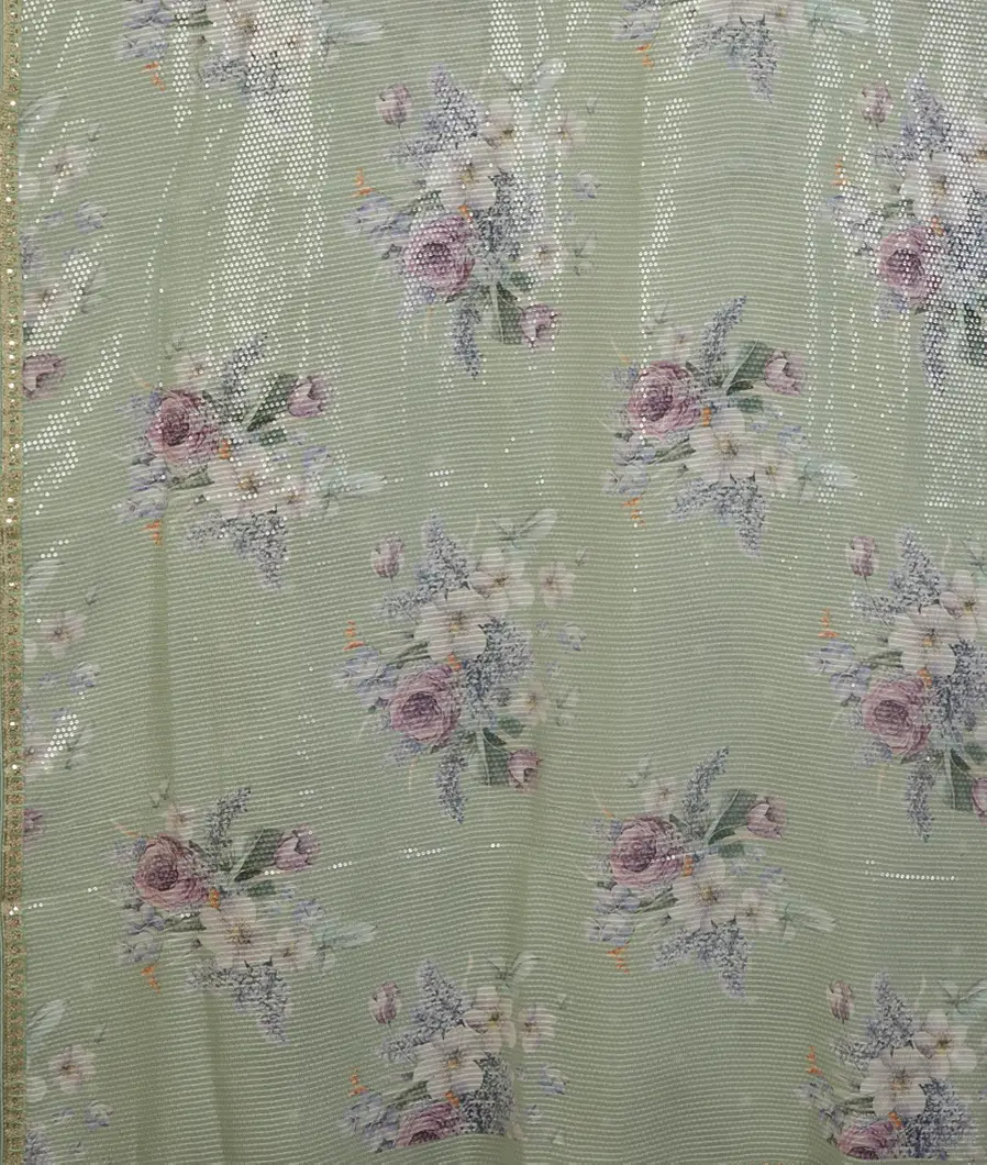 Green Georgette Silk Embroidery Saree T4517144