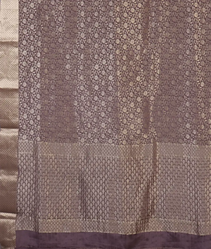 Grape Purple Mysore Crepe Silk Saree T4283604