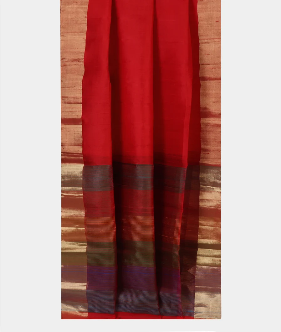 Red Woven Raw Silk Saree T4458622
