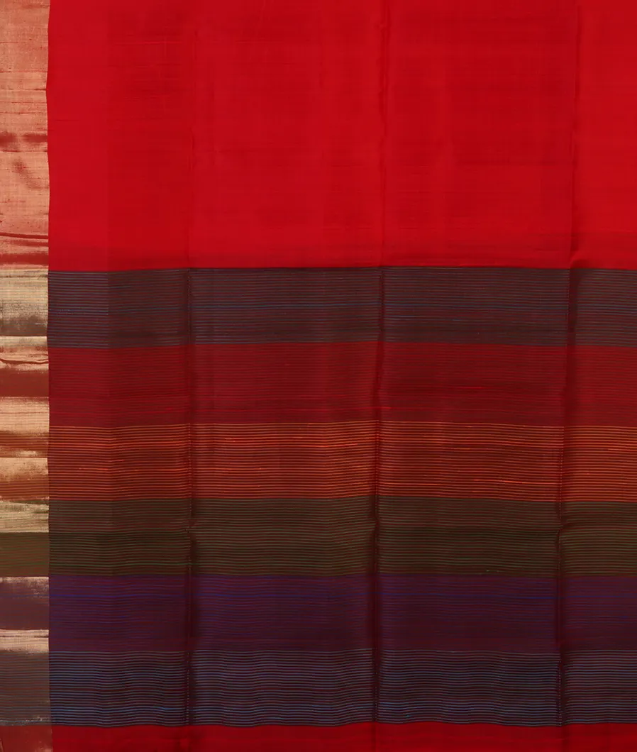 Red Woven Raw Silk Saree T4458624