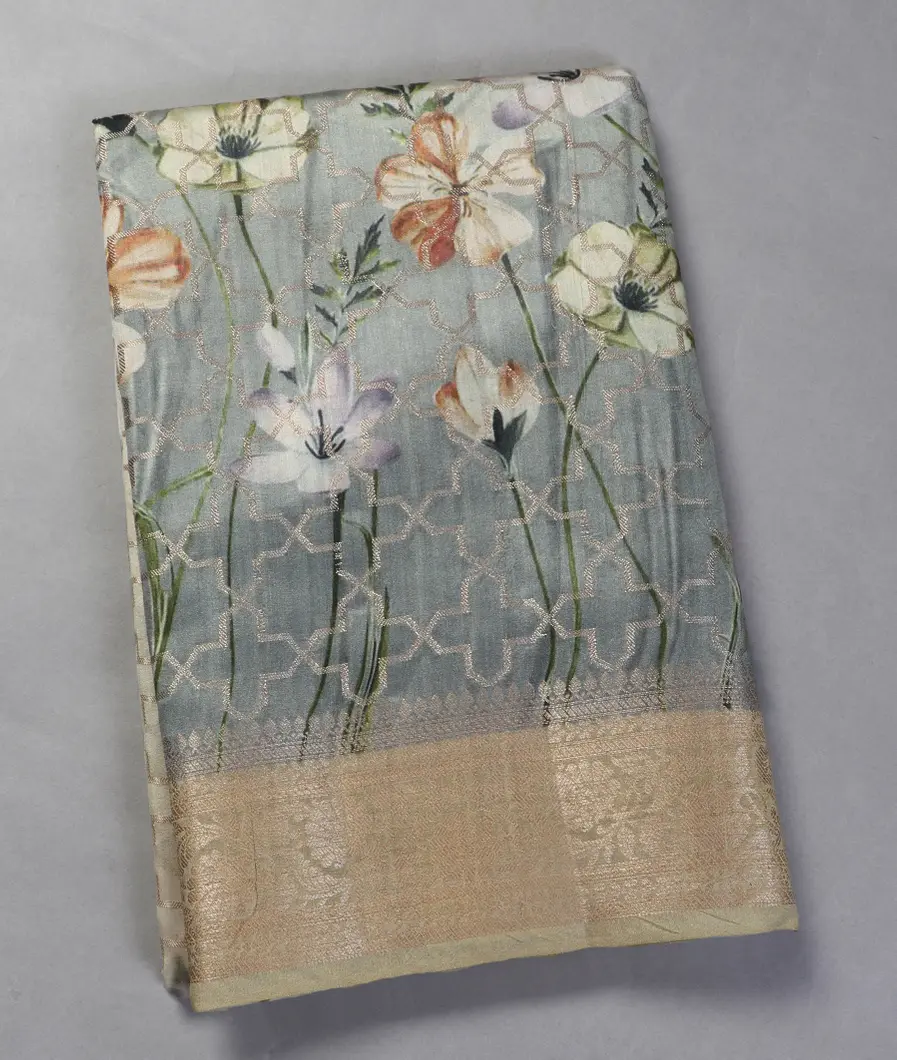 Grey Chaniya Silk Saree T449417-image