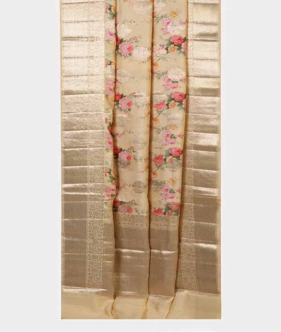 Cream Chaniya Silk Saree T4368612