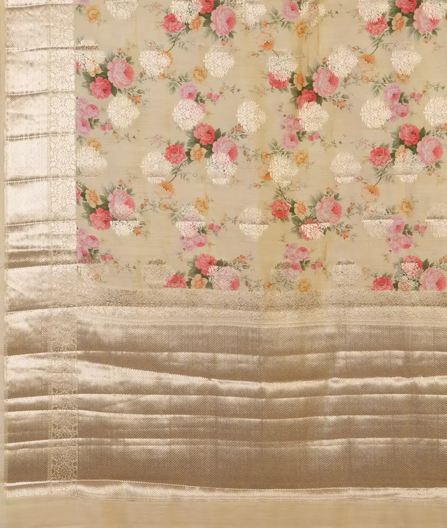 Cream Chaniya Silk Saree T4368614