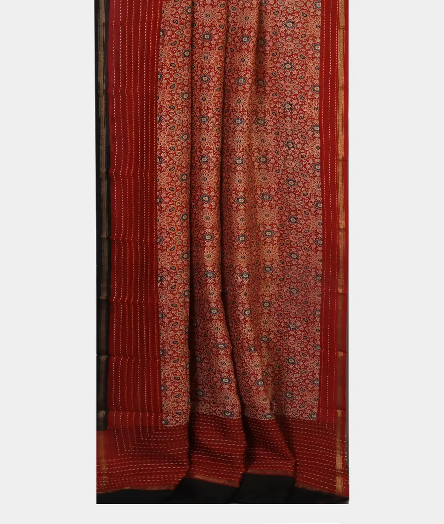 Red Soft Printed Cotton Saree T4335742