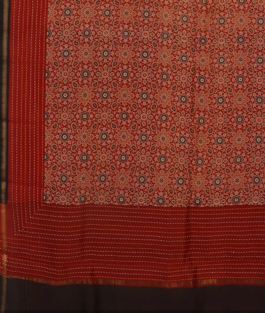 Red Soft Printed Cotton Saree T4335744
