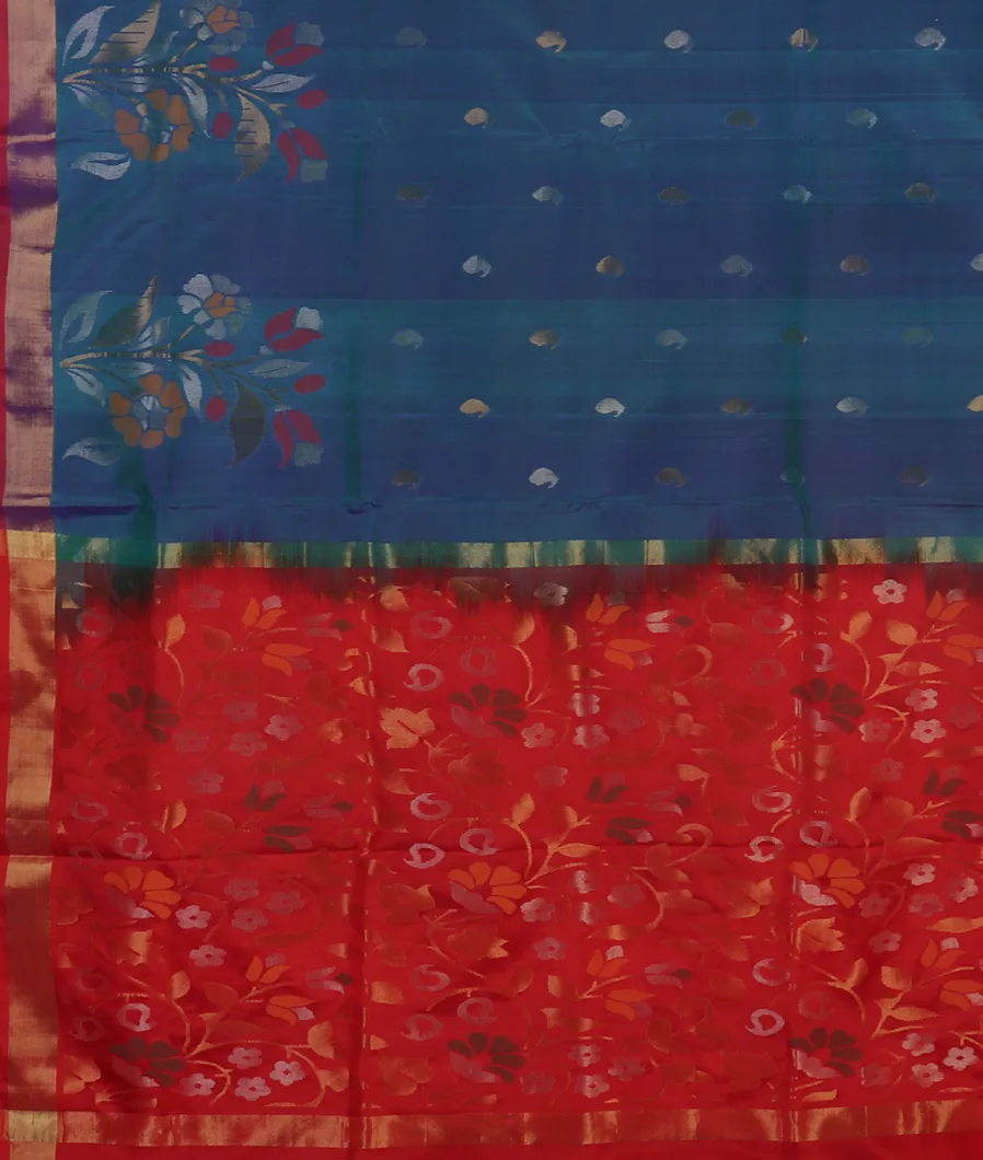 Peacock Blue Uppada Silk Saree T4538694