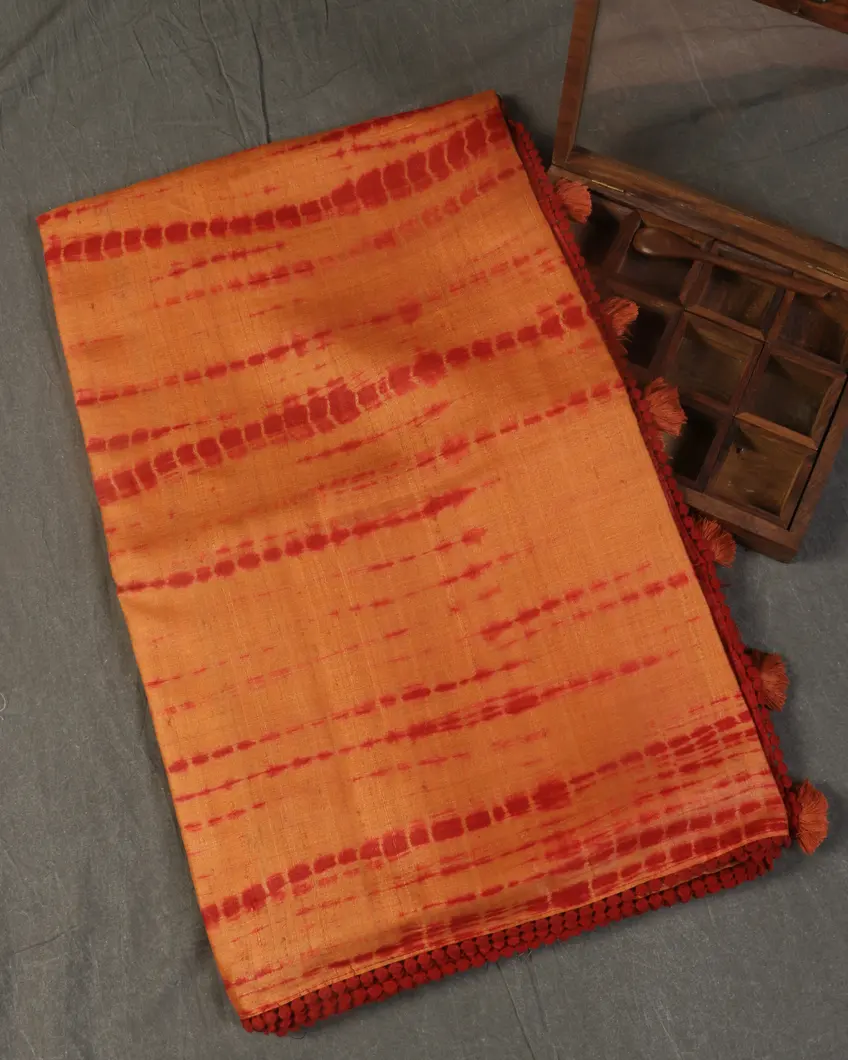 Orange Tussar Printed Saree T441190-image