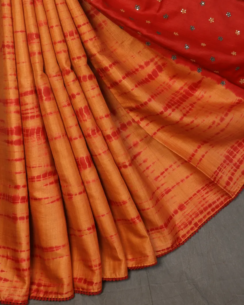 Orange Tussar Printed Saree T4411902