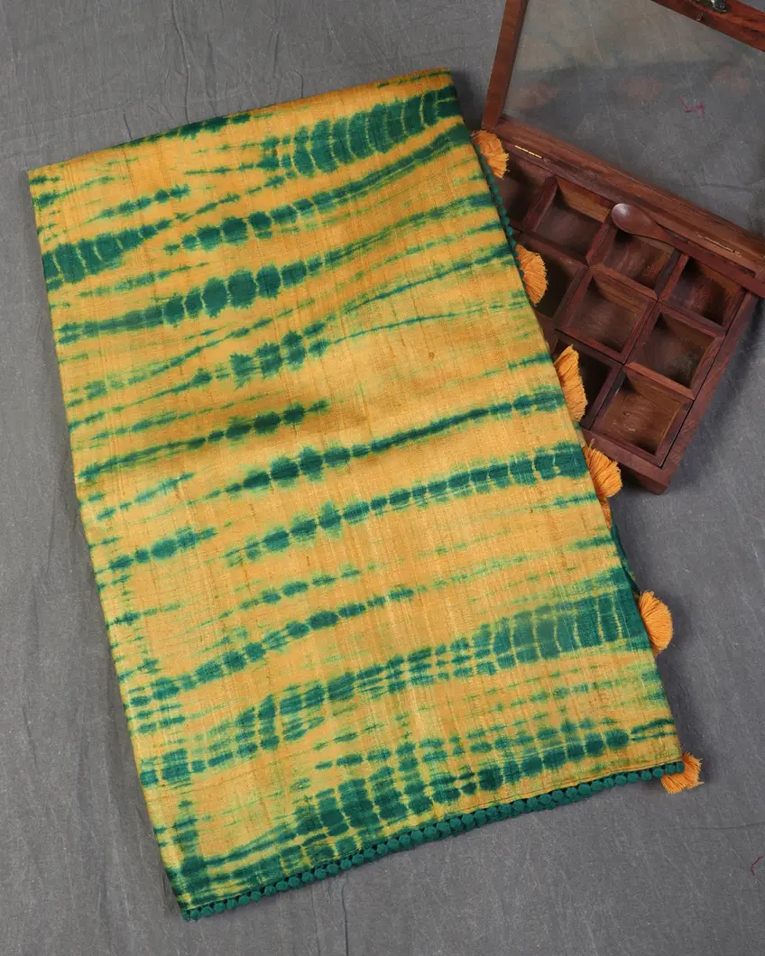 Yellow Tussar Printed Saree T441193-image