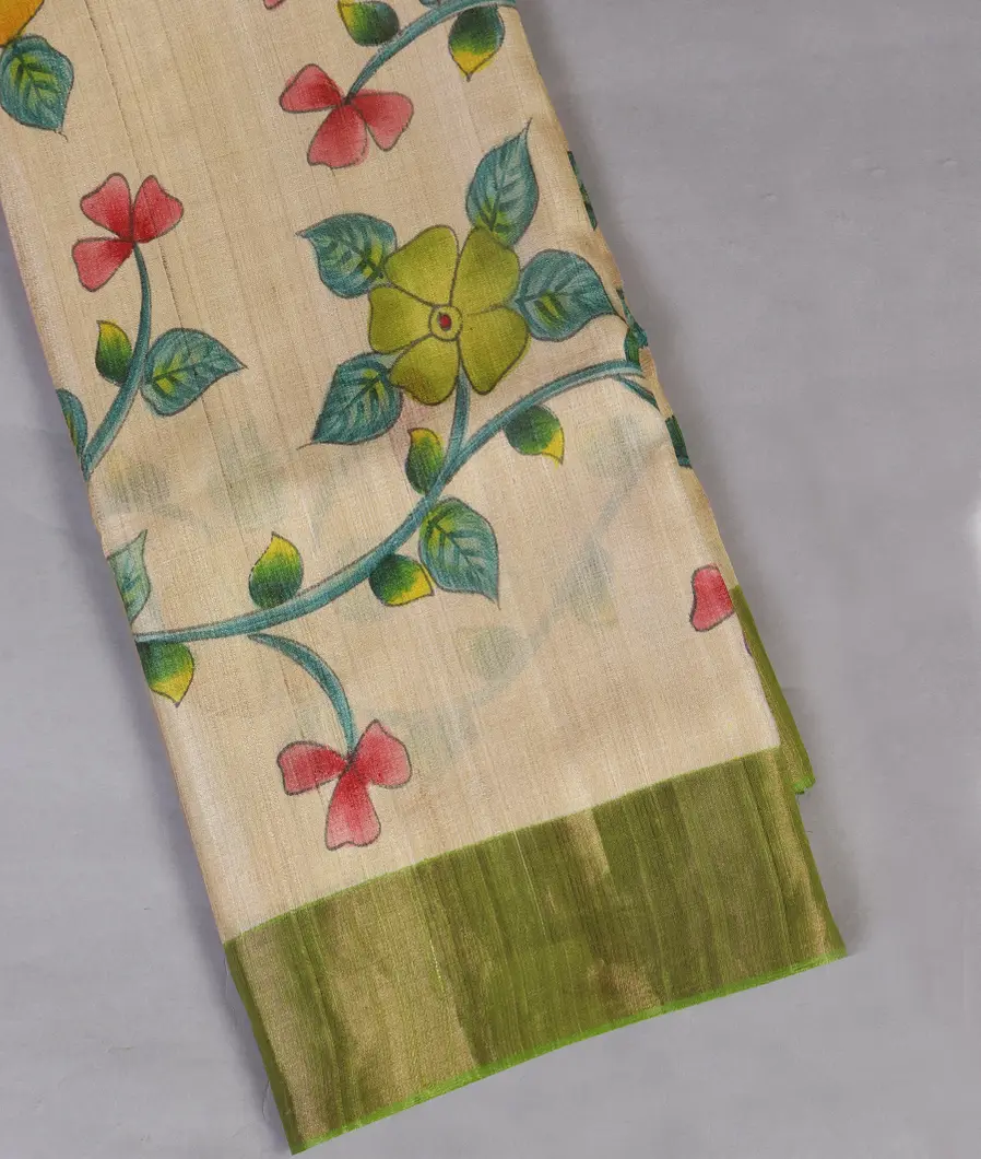 Beige Tussar Printed Saree T452201-image