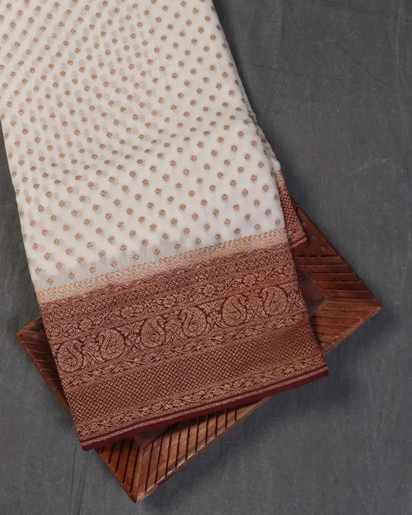 White  Banaras Georgette Silk Saree T443672-image