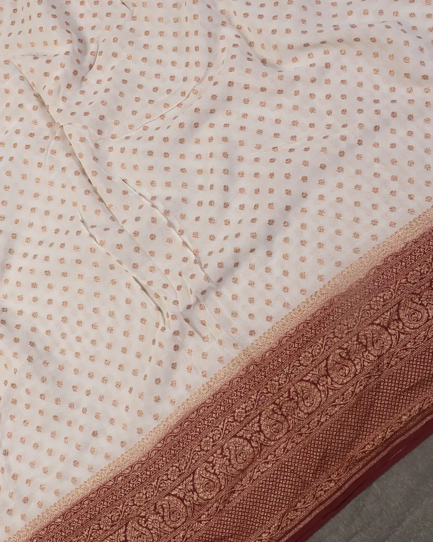 White  Banaras Georgette Silk Saree T4436724