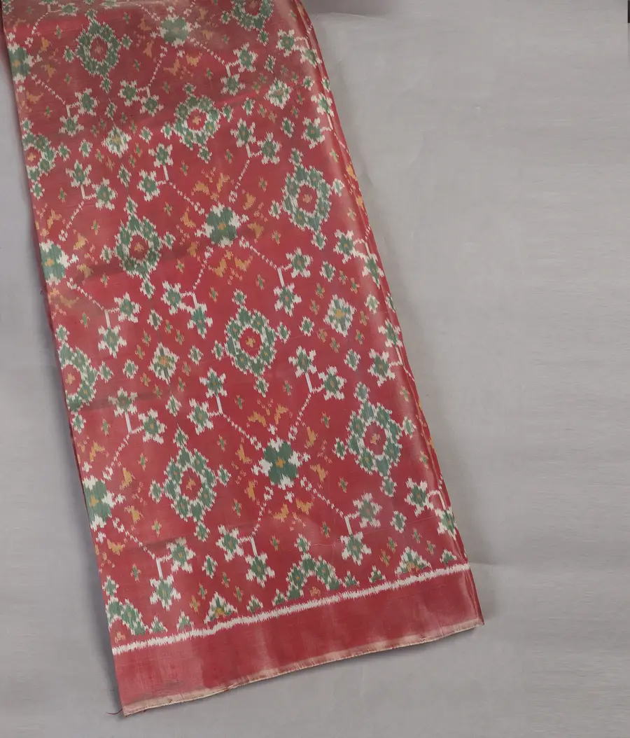 Coral Pink Patola Silk Saree T443213-image