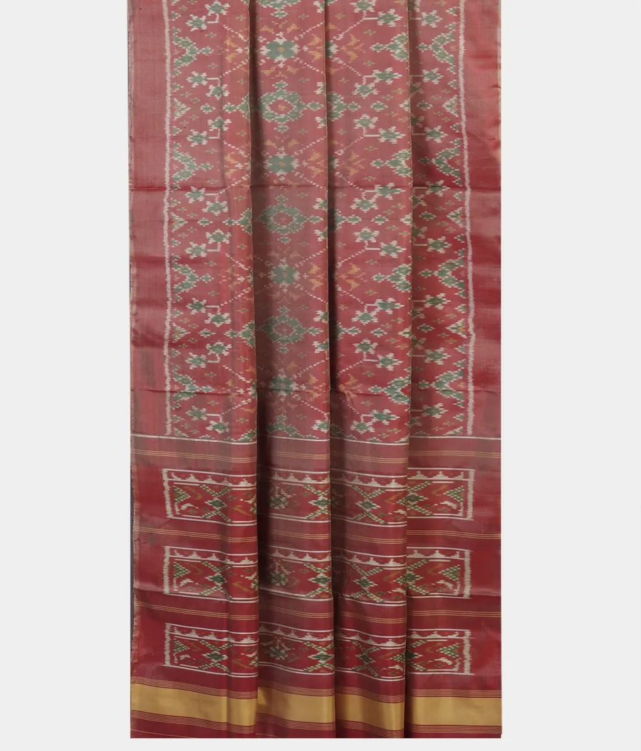 Coral Pink Patola Silk Saree T4432132