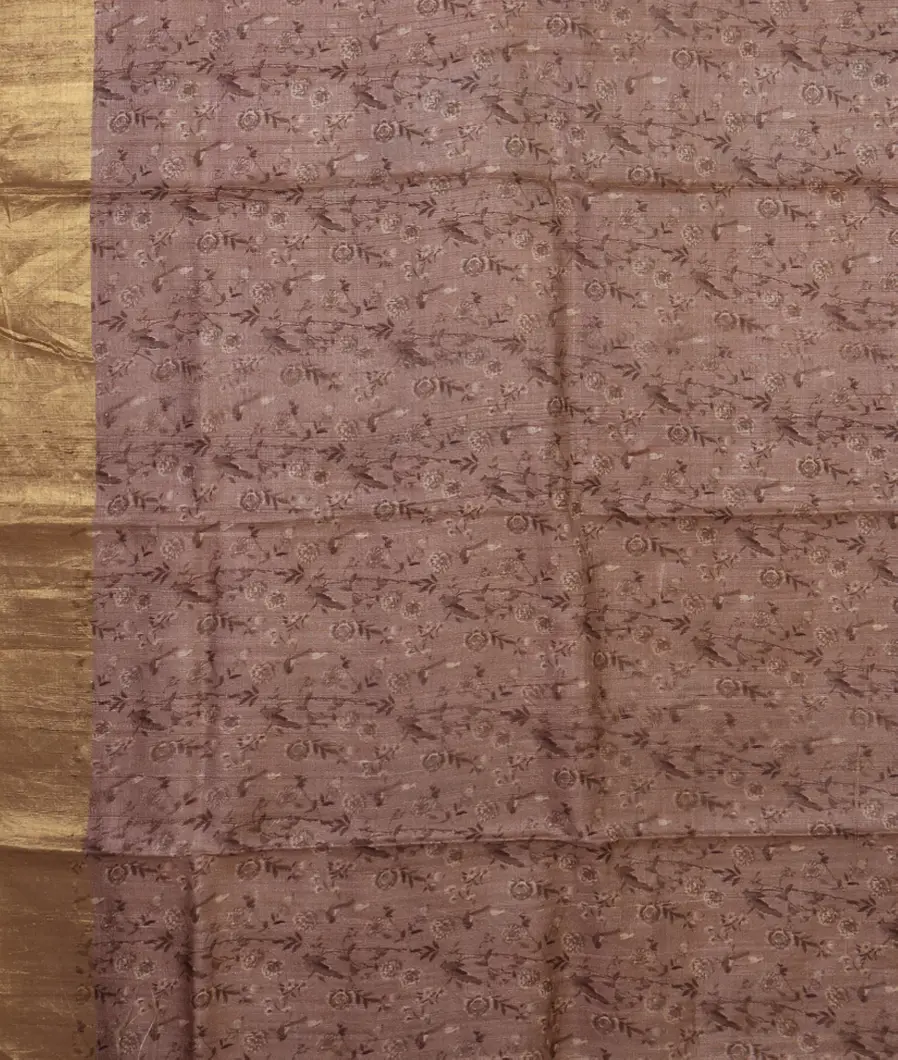 Light Pink Tussar Printed Saree T4309603