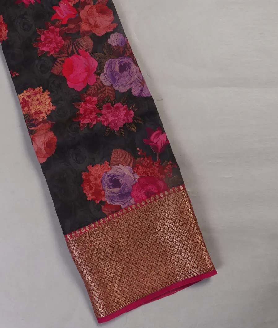 Black Chaniya Silk Saree T455301-image