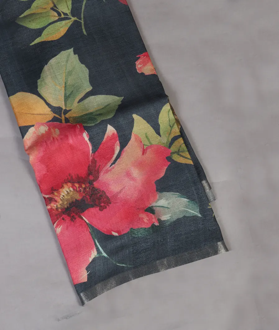 Blue Tussar Printed Saree T451791-image