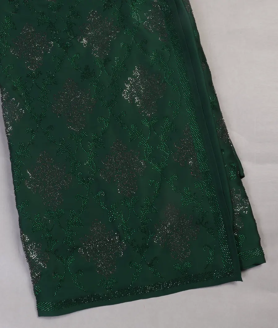 Green Satin Crepe Silk Saree T450361-image