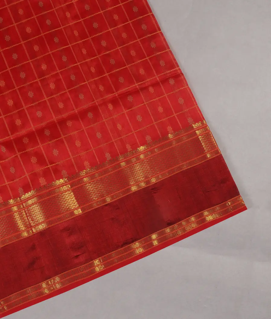 Red Silk Cotton Saree T451244-image
