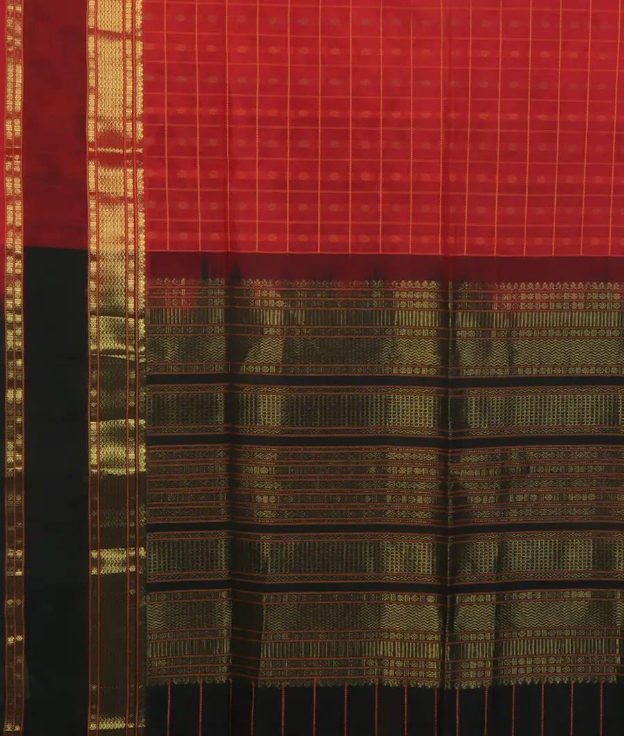 Red Silk Cotton Saree T4512444