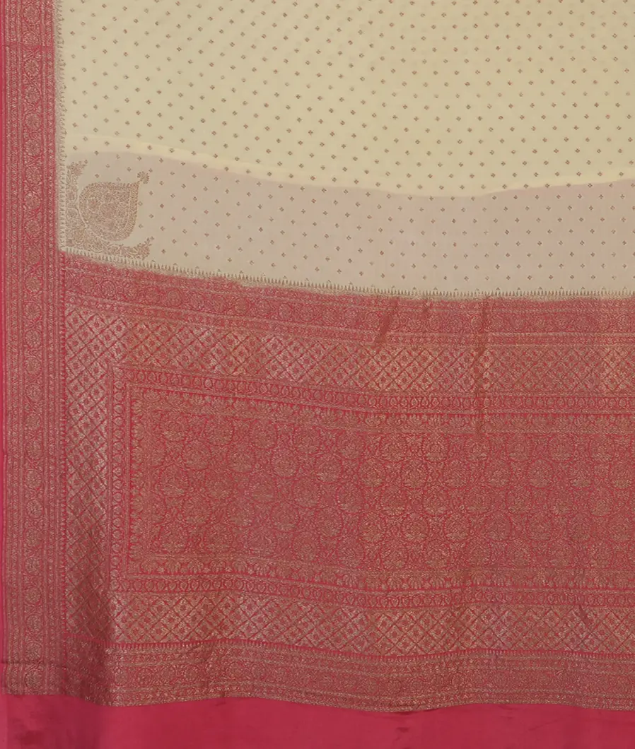 Cream Mysore Crepe Silk Saree T3464604