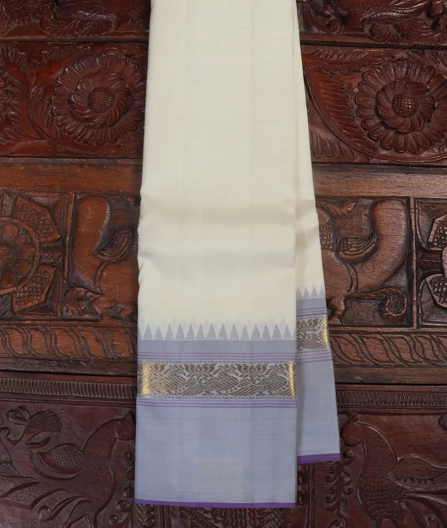 White Handwoven Kanjivaram Silk Saree T448666-image