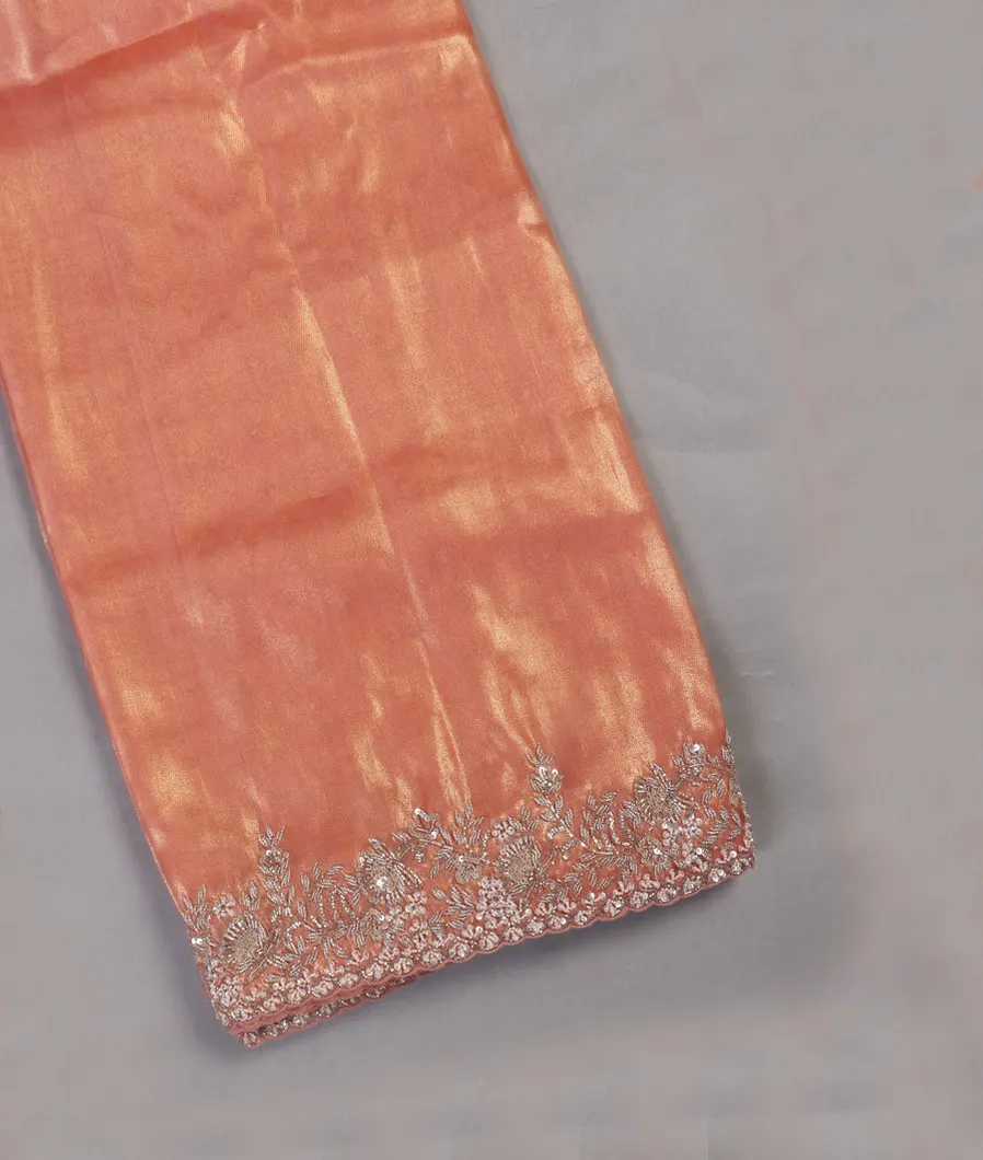 Brown Kora Tissue Organza Embroidery Saree T450378-image