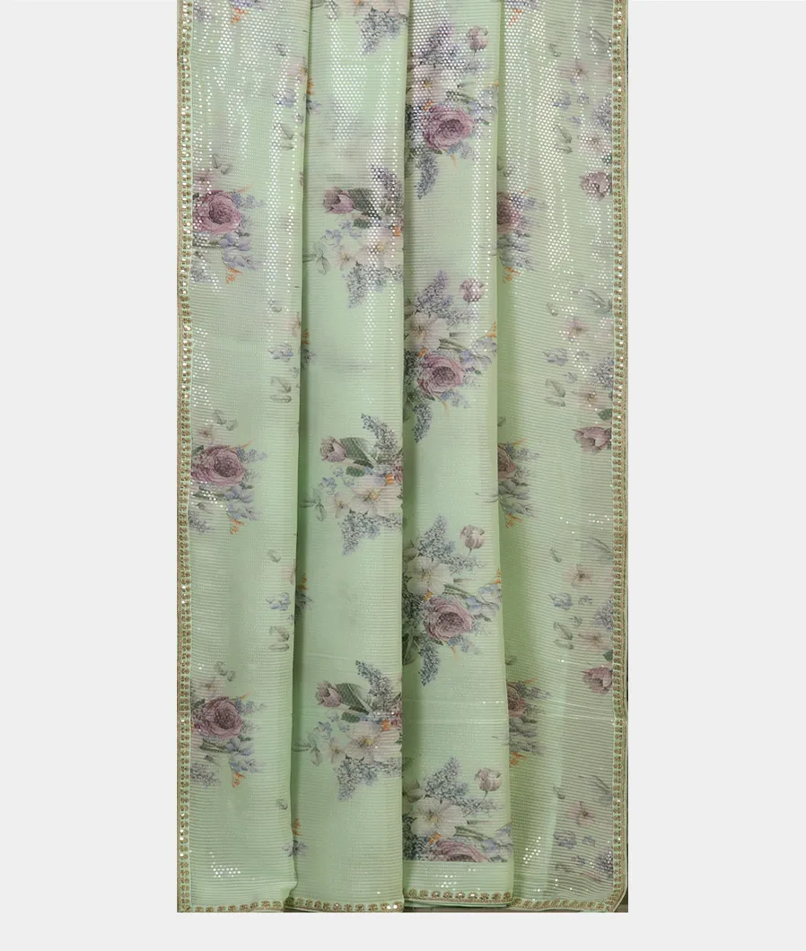 Green Georgette Silk Embroidery Saree T4517112