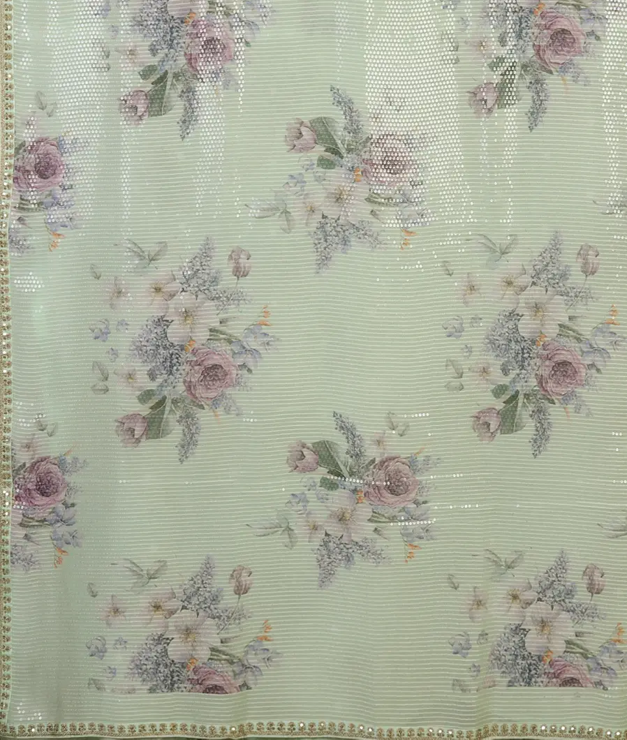 Green Georgette Silk Embroidery Saree T4517114