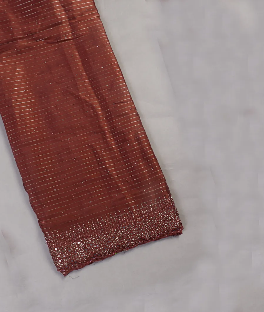 Brown Georgette Silk Embroidery Saree T452028-image