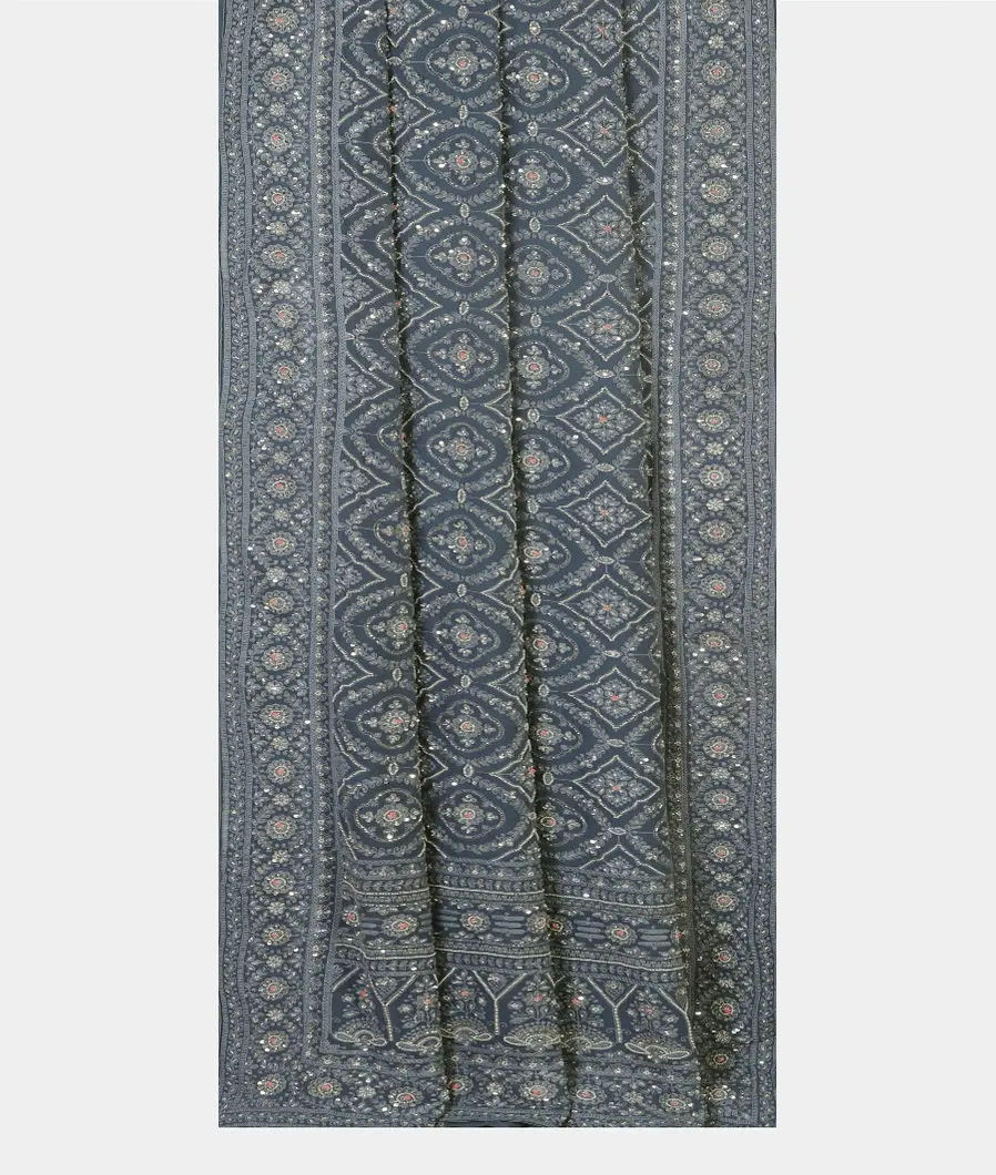 Blue Georgette Silk Embroidery Saree T4533242