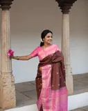 Brown Handwoven Kanjivaram Silk Saree T4298181