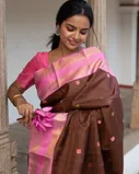Brown Handwoven Kanjivaram Silk Saree T4298188