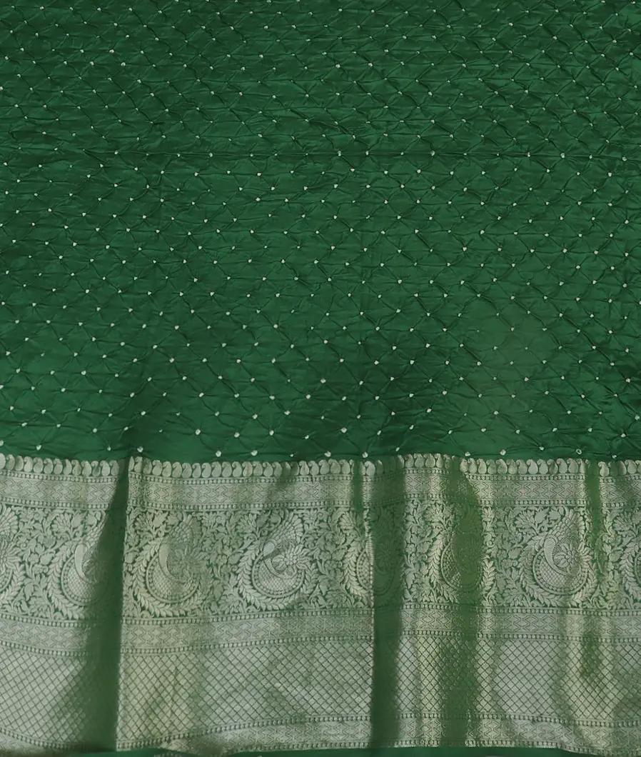 Green Bandhani Chaniya Silk Saree T4197153
