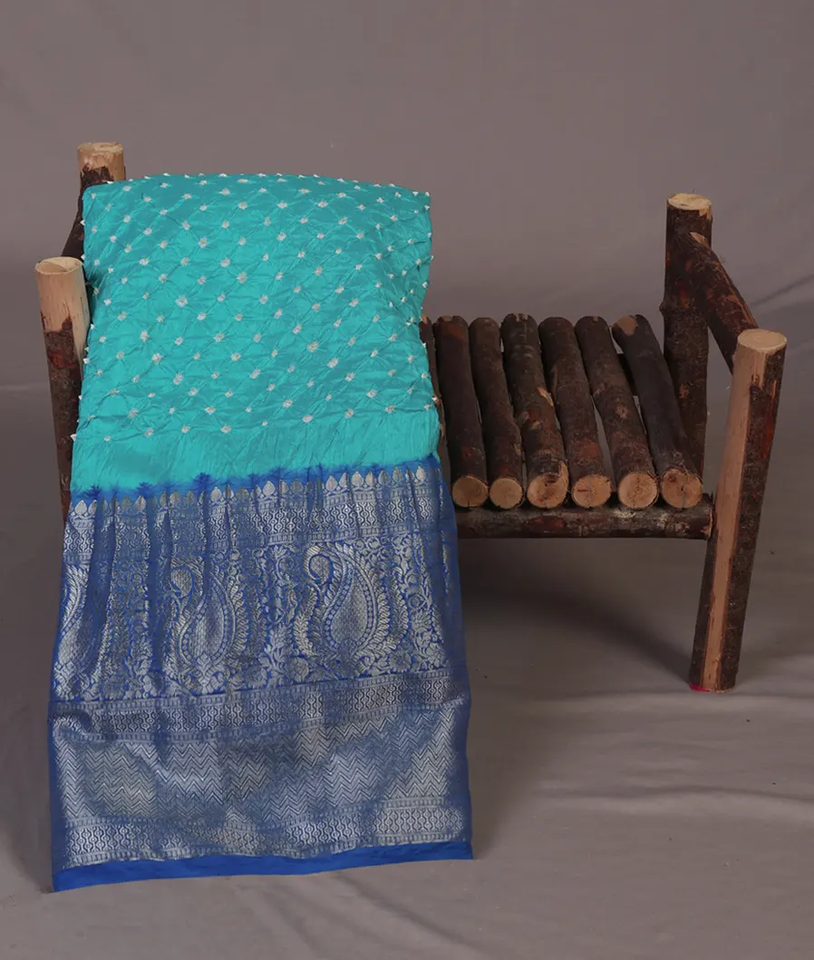 Blue Bandhani Chaniya Silk Saree T452520-image