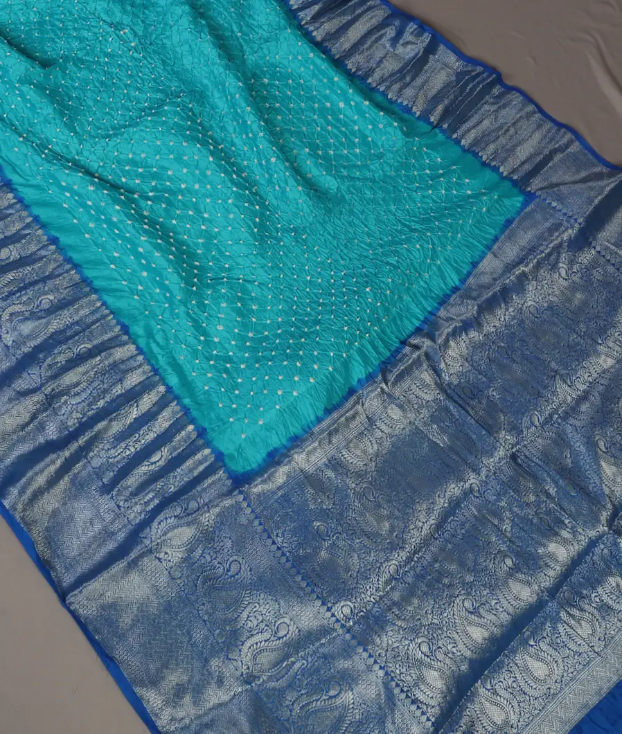 Blue Bandhani Chaniya Silk Saree T4525202