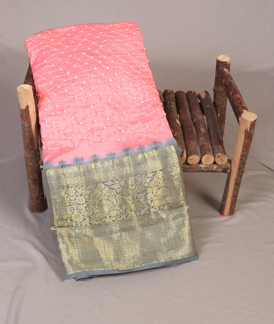 pink Bandhani Chaniya Silk Saree T419707-image