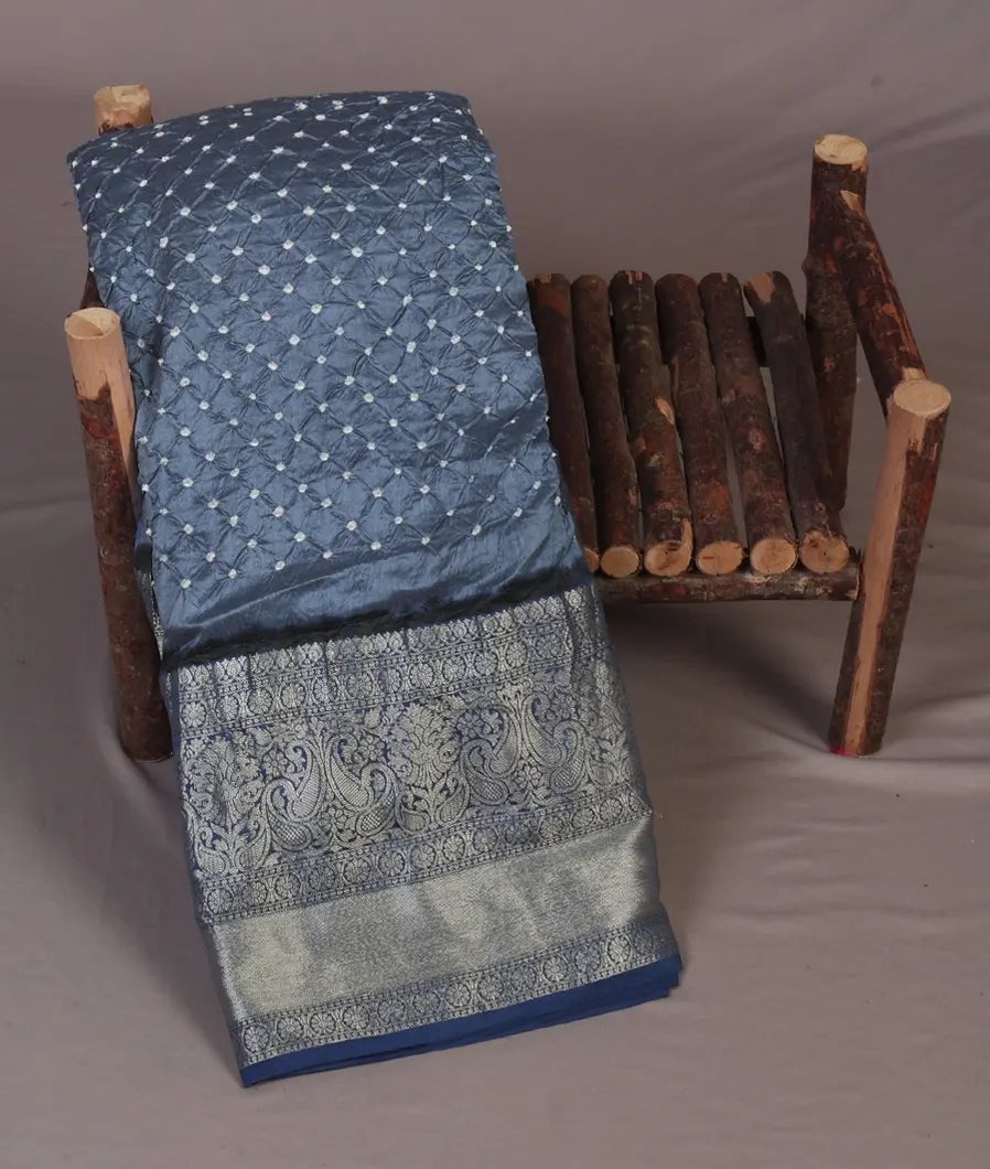 Blue Bandhani Chaniya Silk Saree T452518-image