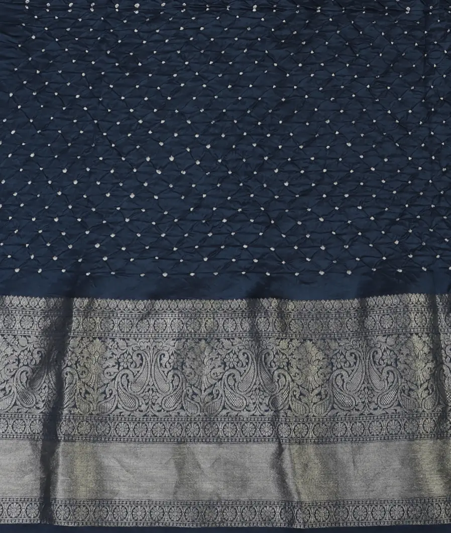 Blue Bandhani Chaniya Silk Saree T4525183