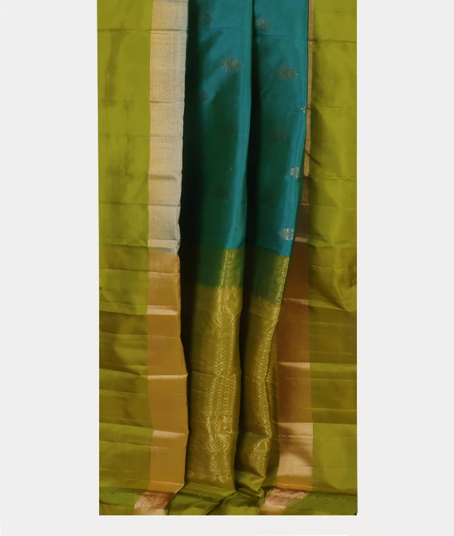 Peacock Blue Soft Silk Saree T4562622