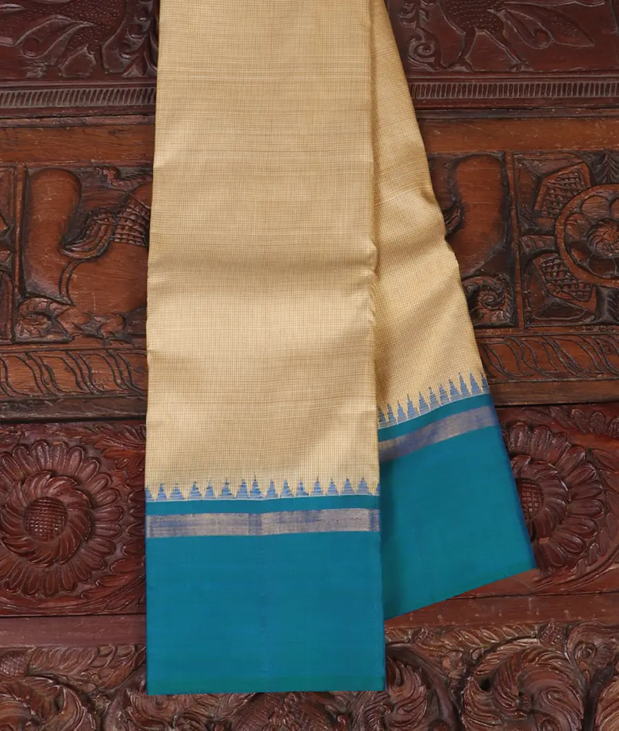 Cream and Beige Handwoven Kanjivaram Silk Saree T438257-image