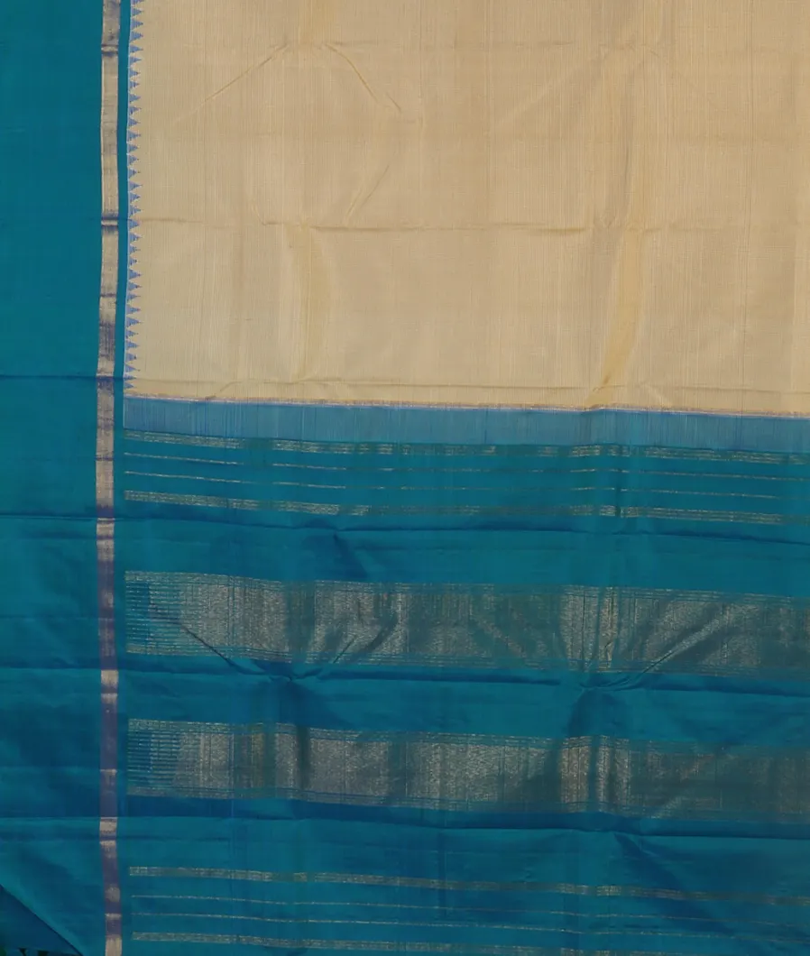 Cream and Beige Handwoven Kanjivaram Silk Saree T4382574