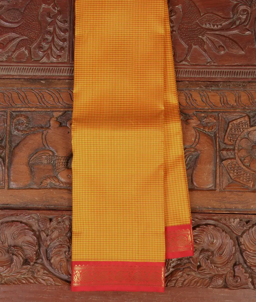 Yellow and Brown Handwoven Kanjivaram Silk Saree T437100-image