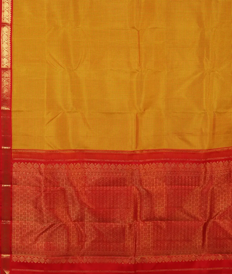 Yellow and Brown Handwoven Kanjivaram Silk Saree T4371004